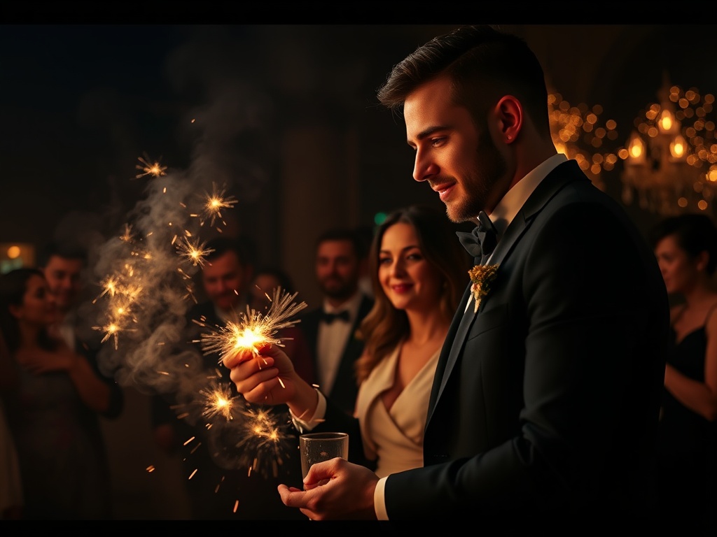 Engagement party magician in London performing close-up magic at Chelsea engagement celebration