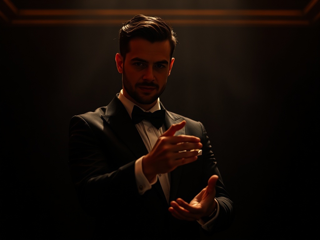 Professional magician demonstrating different magic formats in London