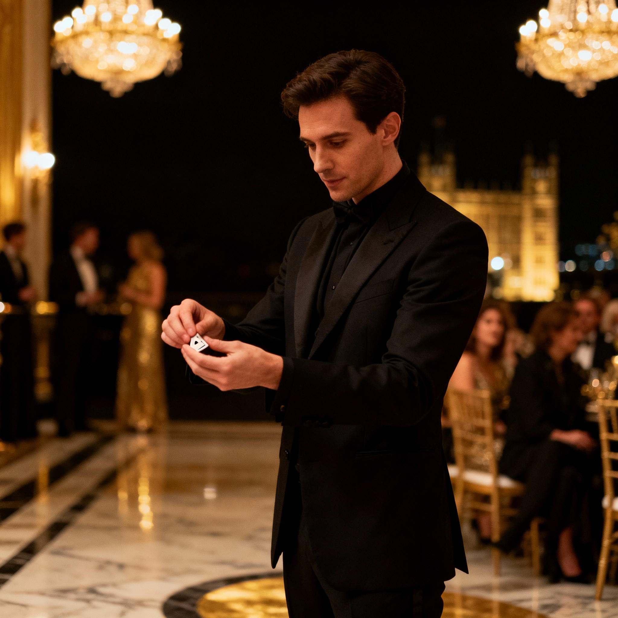 Ultra-luxury private event in exclusive London venue with sophisticated VIP atmosphere