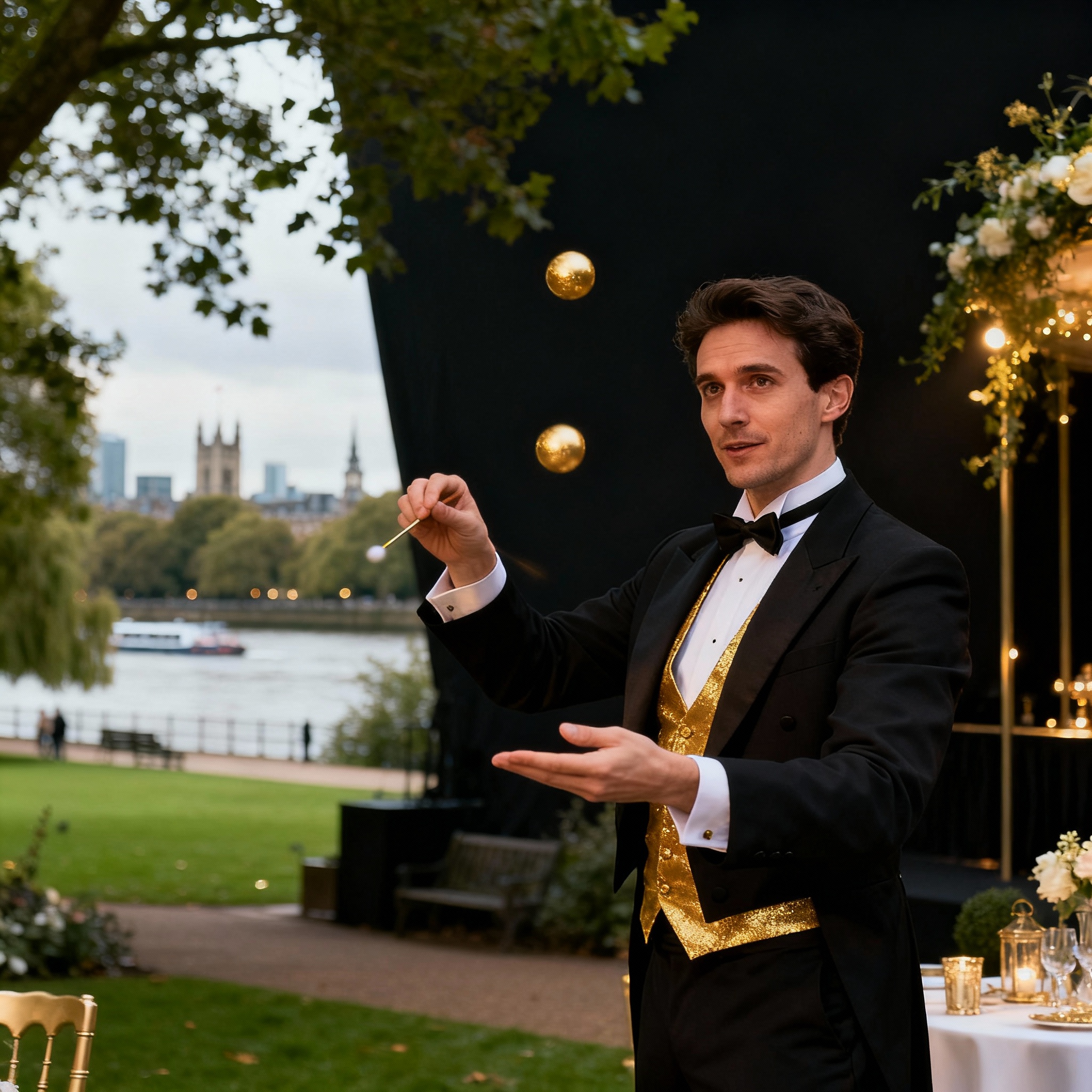 Beautiful Richmond riverside wedding venue in London with greenery and elegant outdoor setting